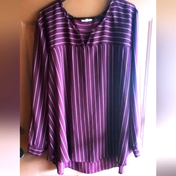 Maurices Tops - Maurices 3X plus Maroon Pin Striped V-neck Tunic top long sleeve career office